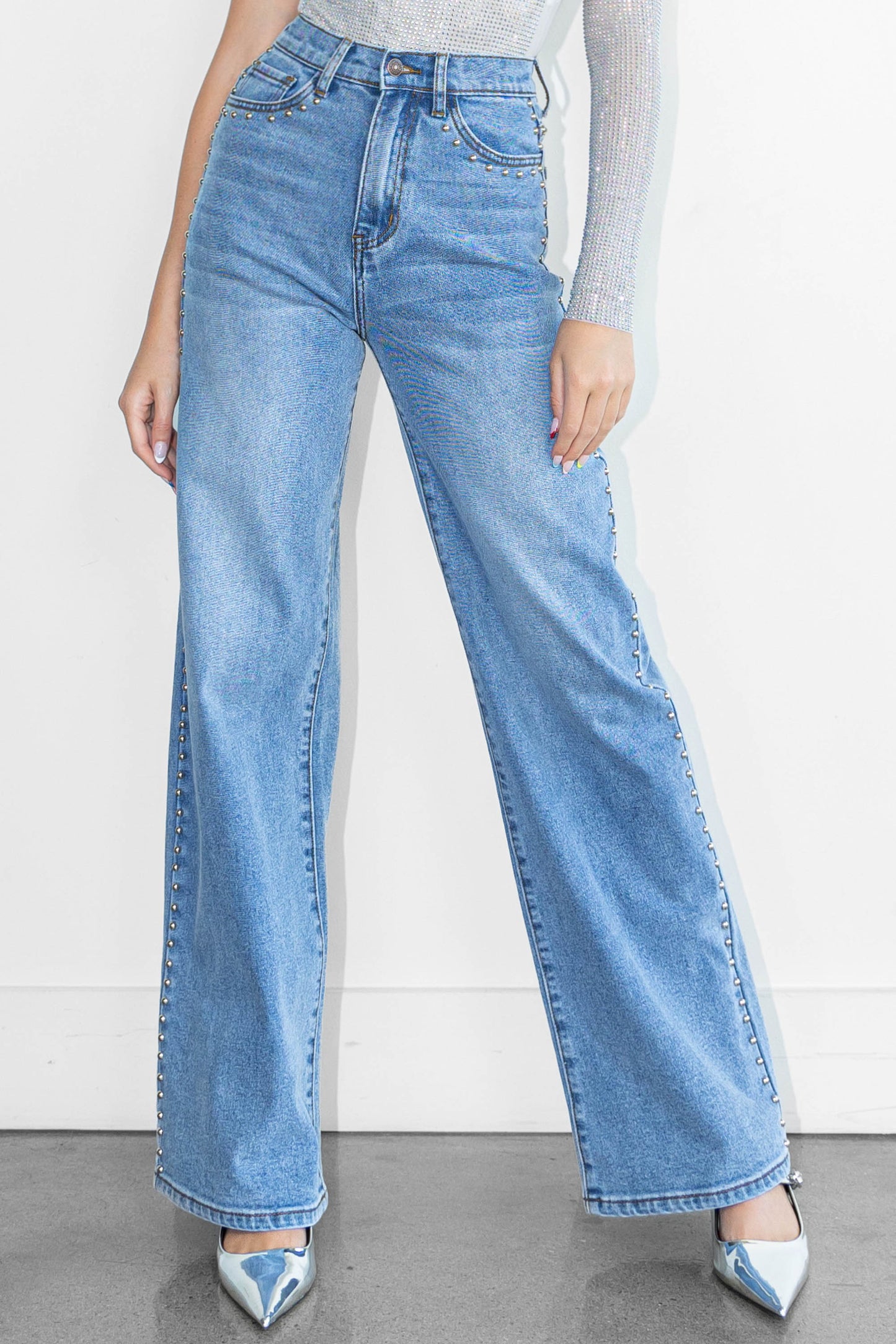 Vibrant Studded Jeans