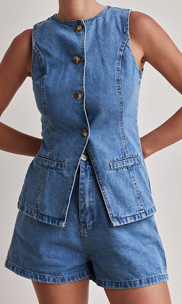 Denim Short Set