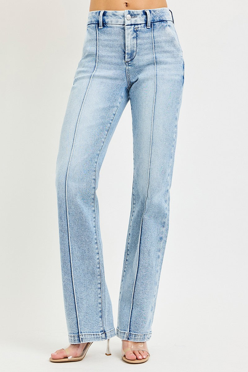Risen Pin Tuck Jeans