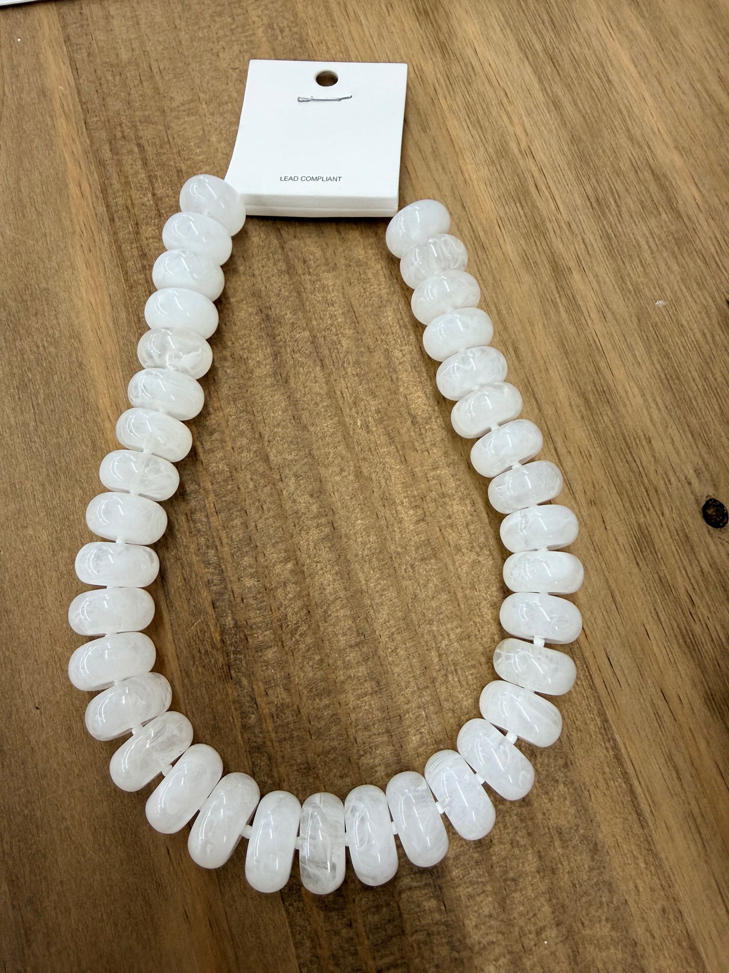 Large White Beaded Necklace