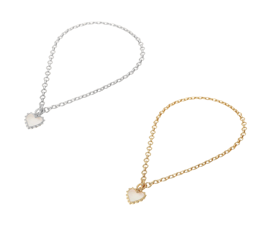 Bead Pearl Heart Necklace