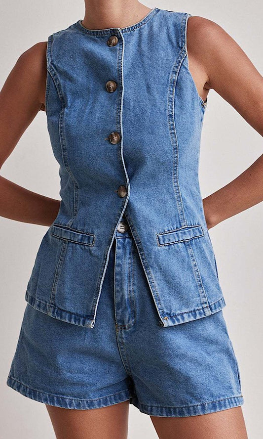 Denim Short Set