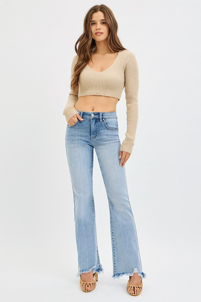 Risen Fray Hem Jeans