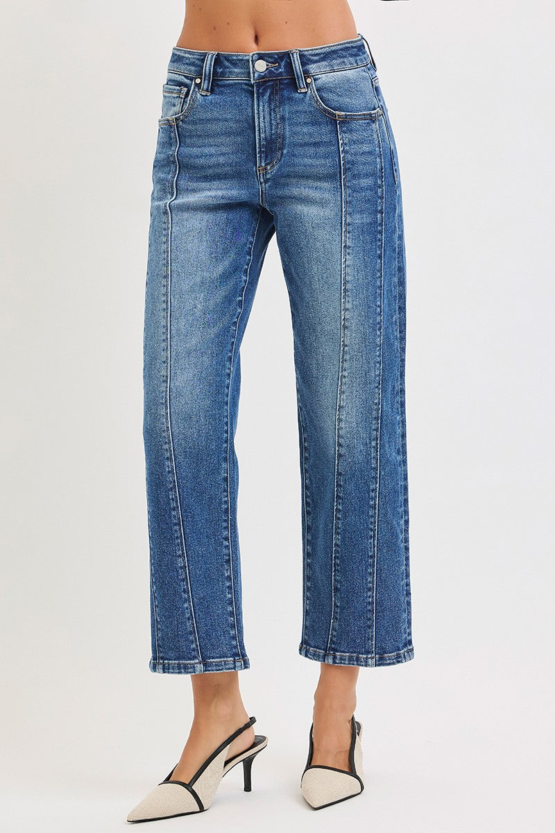 Risen Crop Straight Jeans