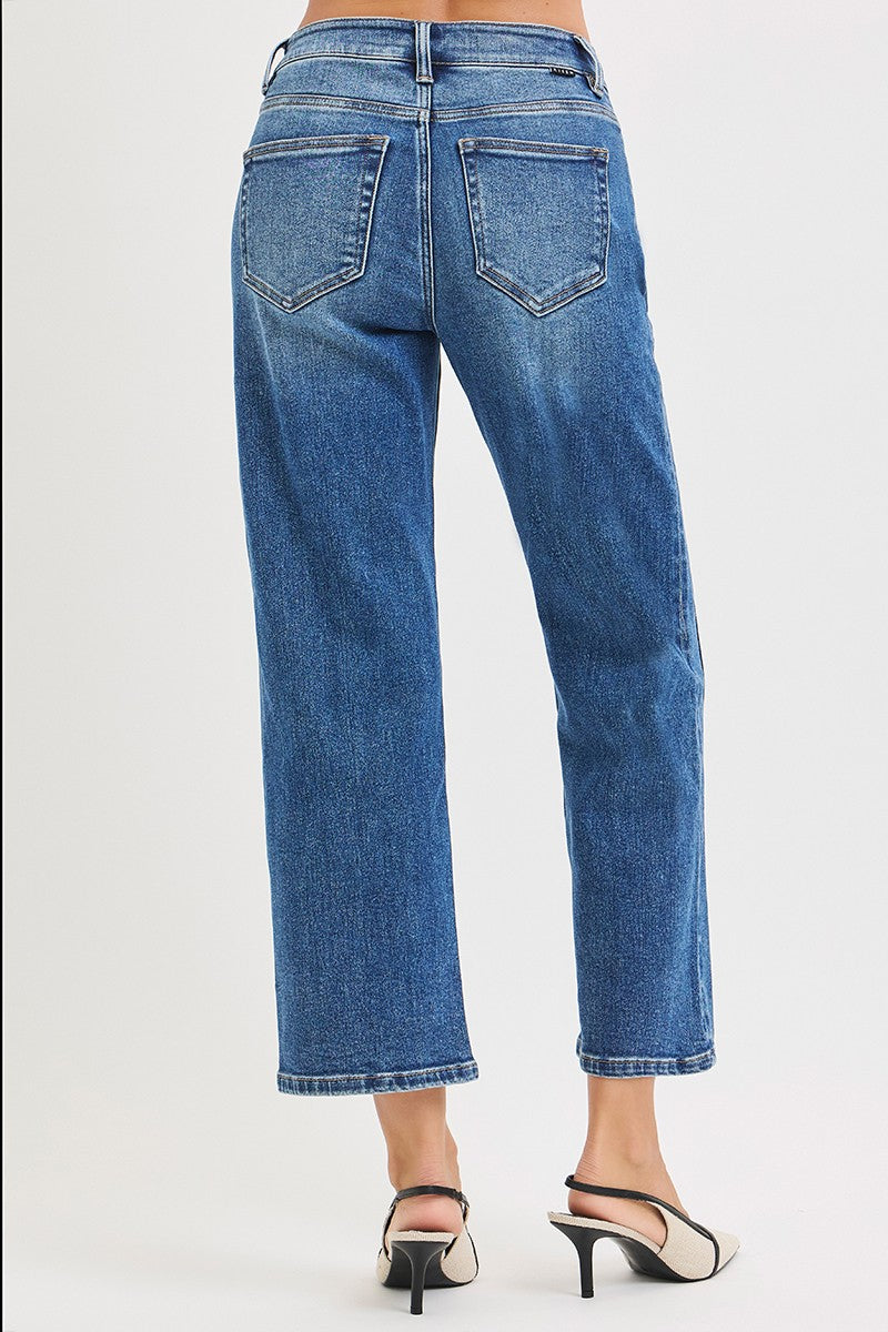 Risen Crop Straight Jeans