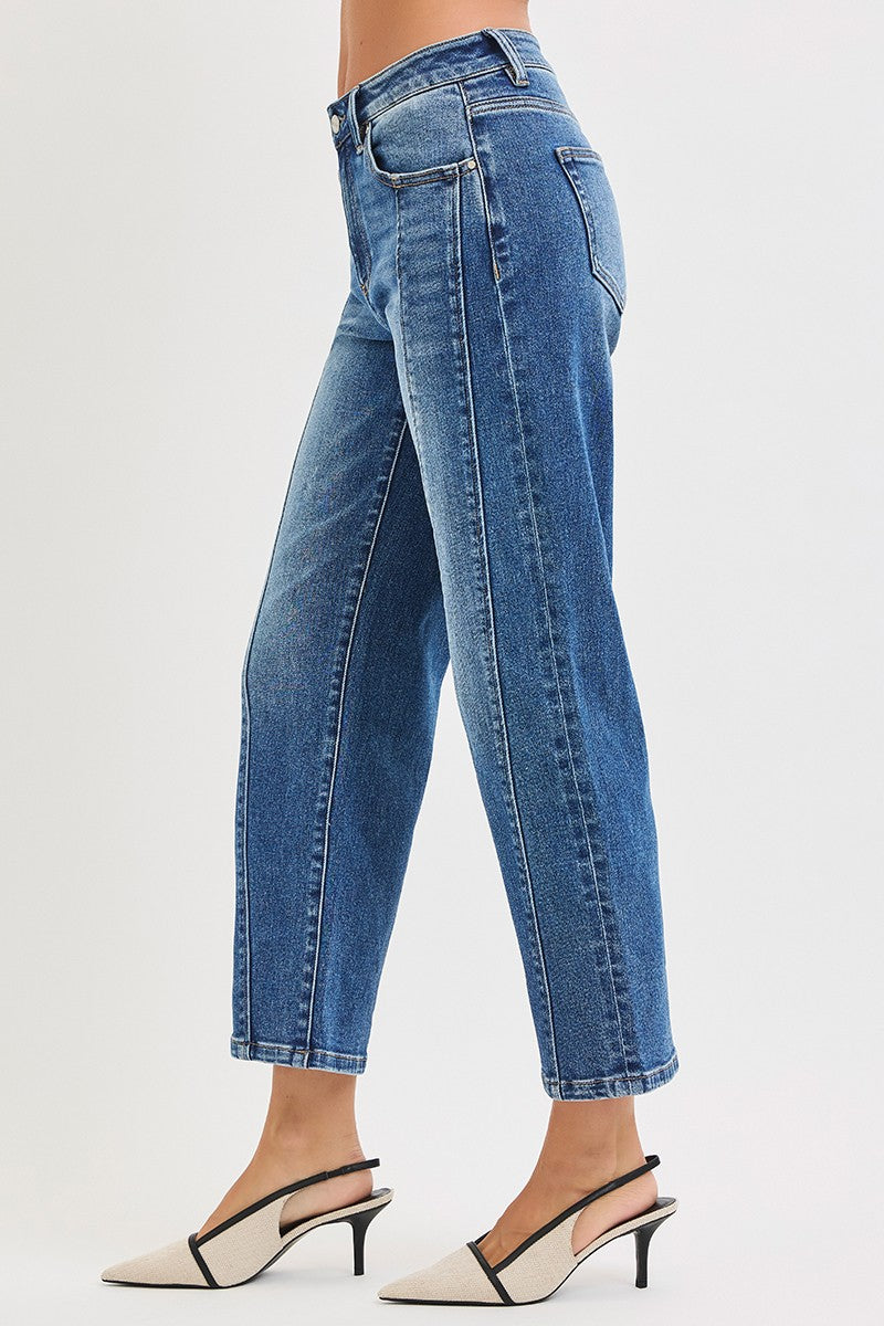 Risen Crop Straight Jeans