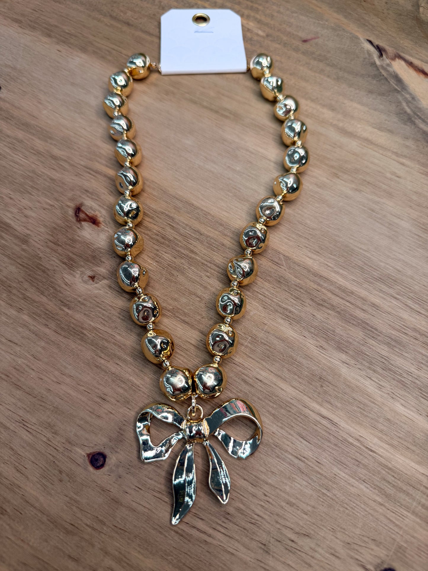 Bow and Ball Necklace