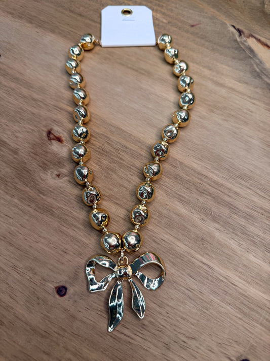 Bow and Ball Necklace