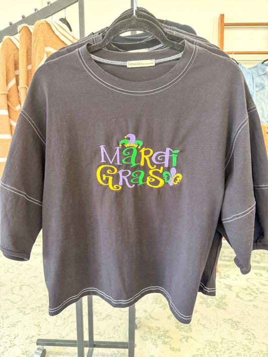 Embroidered Mardi Gras Top