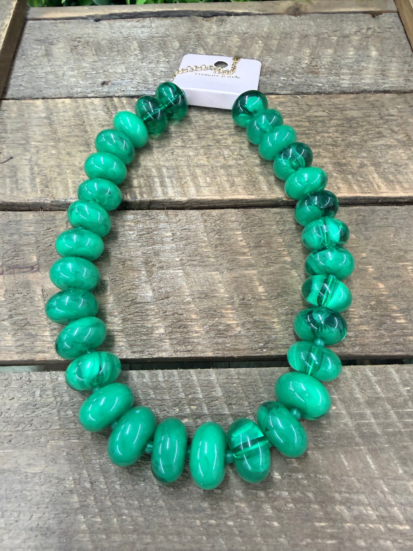 Sugar Bead Green Necklace