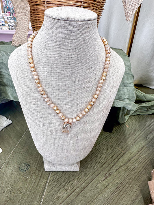 Rose Pink/Gold Necklace