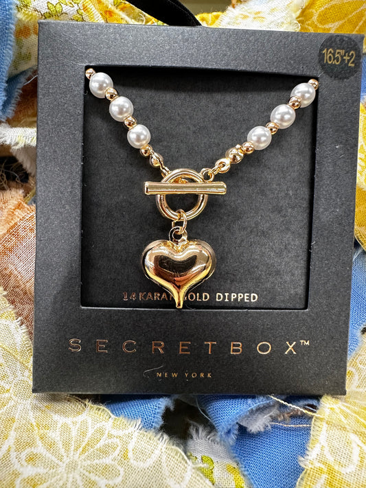 Heart Pearl and Bead Necklace